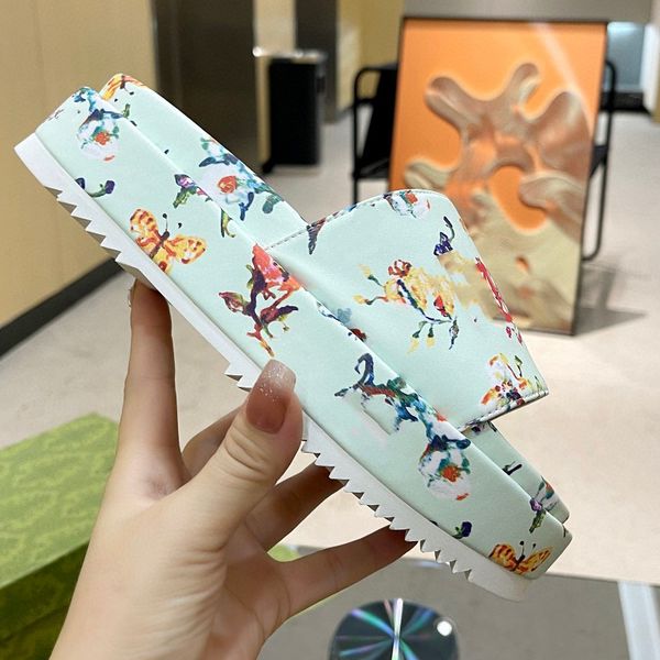 

designer european style slippers woman size 35-42 printing flower thick sole 5.5cm forepalm height 4cm bottom slides tpu eva pillow comfort, Black