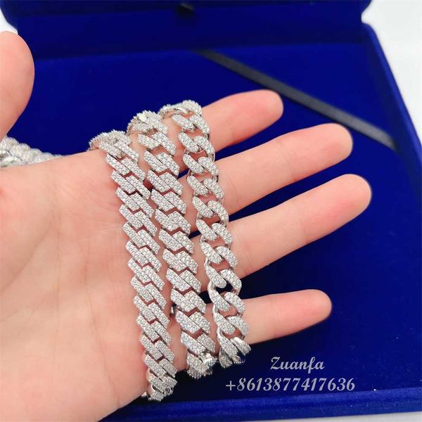 

pass diamond tester 8mm 10mm 13mm 15mm 925 high end moissanite cuban bracelet, Silver