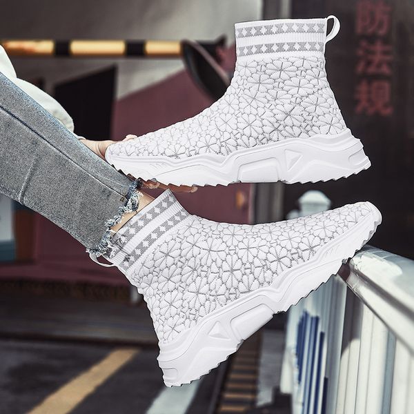 

classic women boots lightweight sport sock shoes new autumn and winter footwear comfortable soft-soled female shoe, Black