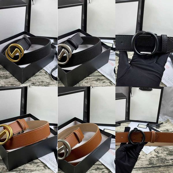 

mens designers belt luxury womens belts double bronze letter bucklegenuine leather belt fashion business casual gold silver black tricolor, Black;brown