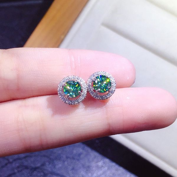 

trendy stud earring lab moissanite silver color jewelry engagement wedding earrings for women bridal gift, Golden
