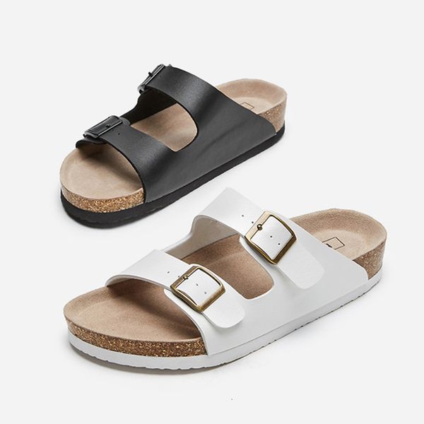 

slippers summer beach cork slippers casual double buckle non-slip clogs slides women slip on flip flop shoes chaussure femme 230505, Black