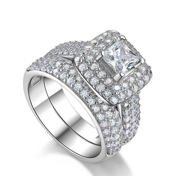 

unique style female small zircon stone ring big gold color engagement ring cute fashion wedding finger rings for women, Silver