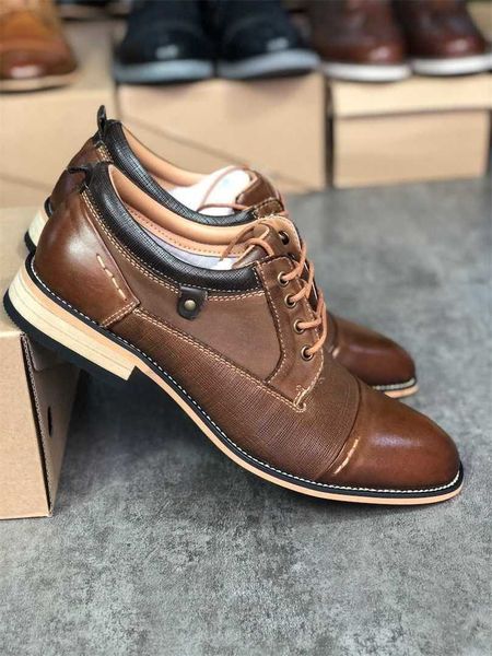 

genuine leather dress shoes men brogues oxfords business shoe designer loafer classic lace up office party trainers with box 014, Black