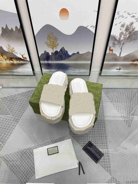 

new designer women's fashion slippers platform sandals canvas wedges women's luxury flat embroidered printed rubber loafers'&, Black