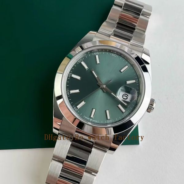 

2023 qc check men wristwatch platinum mint green 126300 watch 41mm men's automatic watch automatic mechanical 3235 men's watches w, Slivery;brown