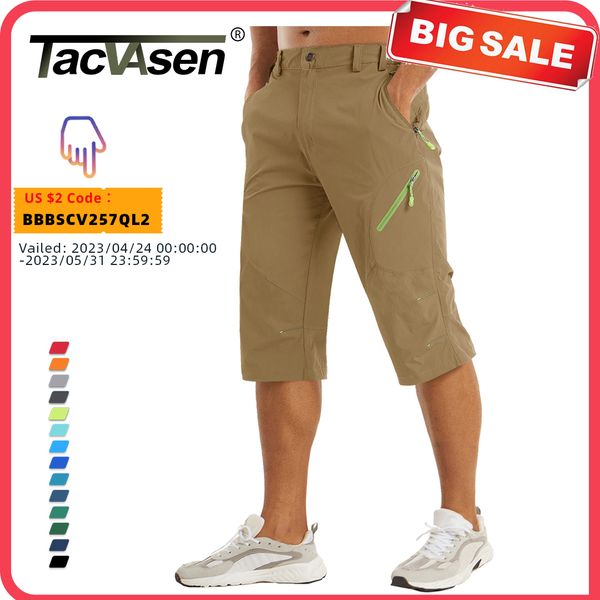 

men's shorts tacvasen below knee length summer waterproof shorts mens quick drying 3/4 pants hiking walking sports outdoor nylon shorts, White;black