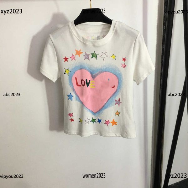 

round neck tees women's t shirts designer women short sleeve colorful letter printing summer new arrival, White