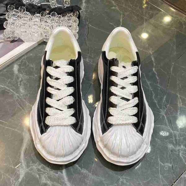 

maison mihara yasuhiro mmy dissolved shoes shell shoes thick sole canvas lace up men's and women's casual couples fashion shoes bo