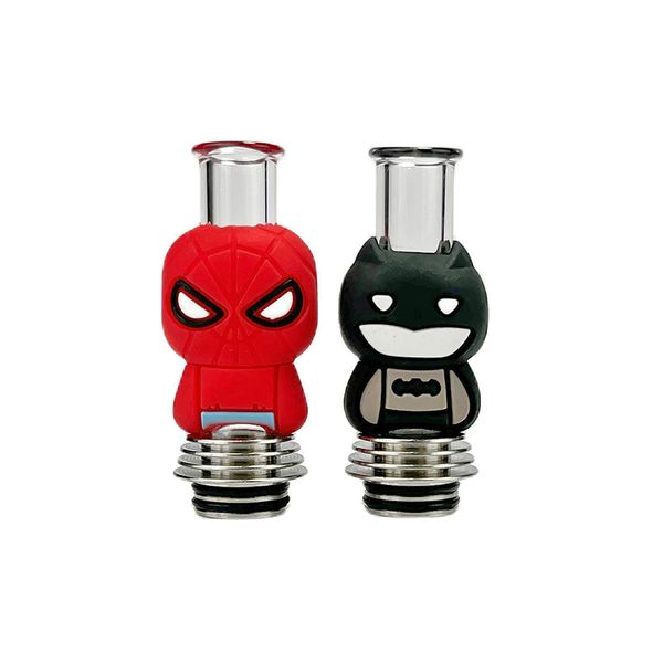 

vapesoon001 resin drip tip 810 cartoon silicon with glass mouthpiece black red color