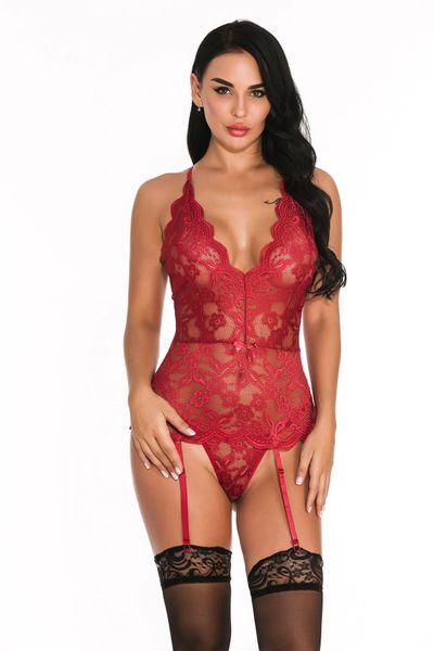 

2023 new women's sleepwear fun lingerie underwear wholesale flower buds and hanging socks attractive flirting, Black;red
