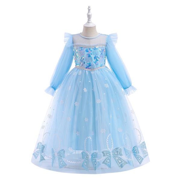 

girl's dresses baby girls formal princess clothes children clothing sequin print long sleeve mesh tufted e18541, Red;yellow