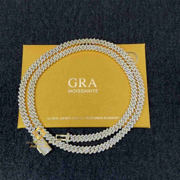

5mm width one row iced out man jewelry gra certificates pass diamond tester vvs1 moissanite cuban link chain necklace, Silver