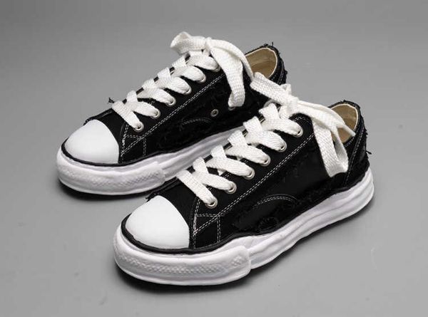 

co branded maison mihara yasuhiro mmy shoes dissolve shoes men casual canvas shoes women's sneakers vintage lace-up black solid men&#03