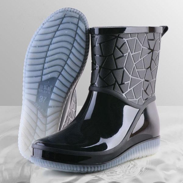 

rain boots boot waterproof kitchen car wash work nonslip midcalf water antiskid wearresistant thickened women shoes ss 230504, Black;red