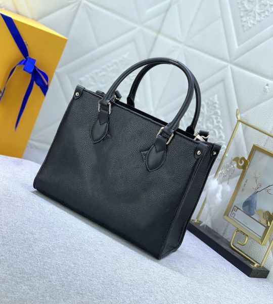 

fashion designer tote bag luxury onthego handbags womens embossed flower letter crossbody bags quality leather totes ladies shoulder bag sho, Black;red