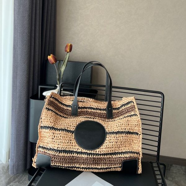 

women's one shoulder bag designer bag luxury handbag fashion casual two-color woven bag travel seaside large capacity tote bag portable