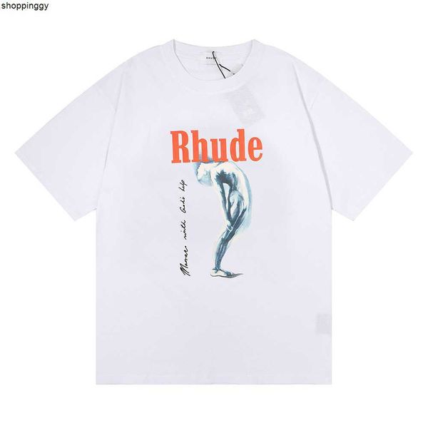 

t-shirts los angeles casual loose rhude portrait letter print t shirts, White;black