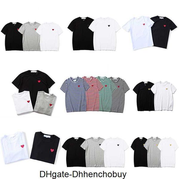 

cdg fashion mens play t shirt designer red heart commes casual women s des badge garcons high quanlity ts cotton embroidery 50hc, White;black