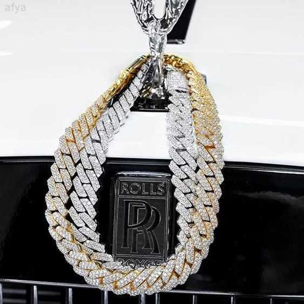 

wholesale hip hop 925 silver gold plated brass moissanite cuban chain iced out necklace