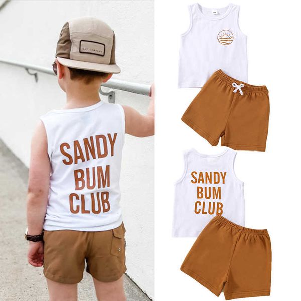 

clothing sets focusnorm 0-5y toddler kids boys causal clothes sets 2pcs back letter printed sleeveless vest +solid elastic shorts aa230504, White