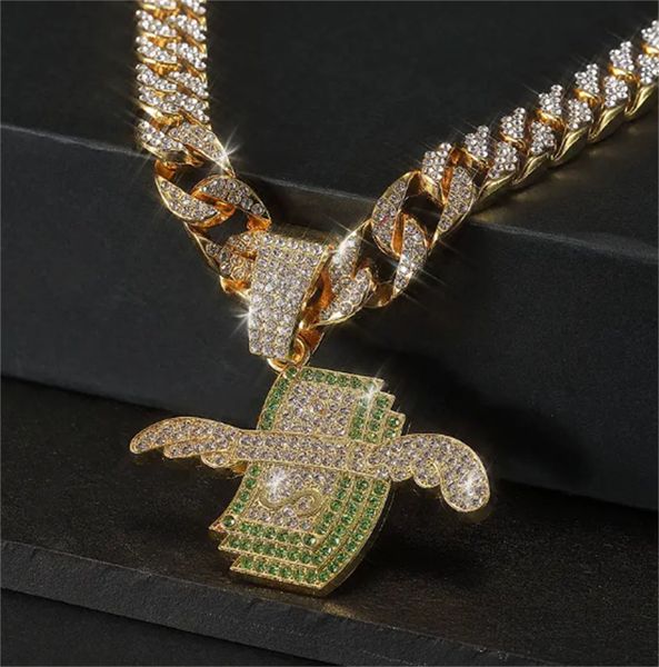 

men's wing pendant & cuban link necklace set, Silver