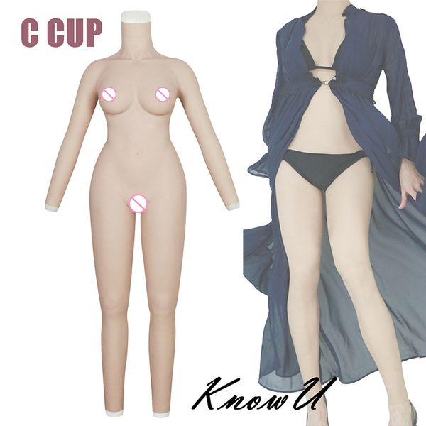 

costume accessories silicone breast forms c cup fullbody suit for transgender crossdress with arm fake boobs cosplay, Silver