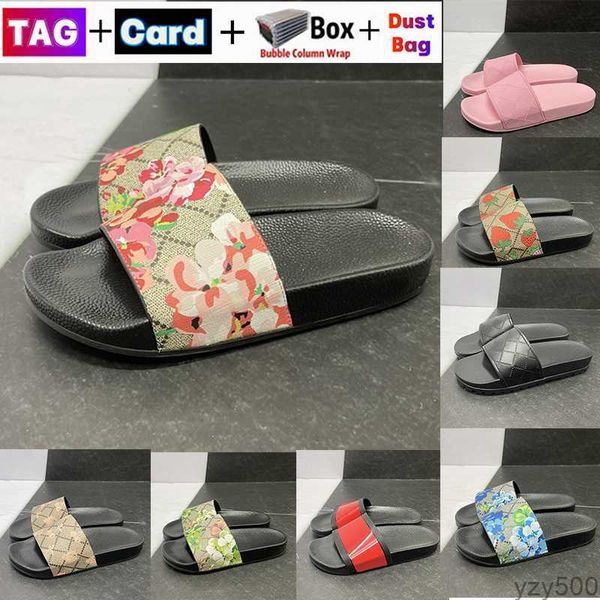 

2023 designer slippers slides mens womens slipper beach sandal with original box dust bag black floral flowers canvas green flowers shoes lu