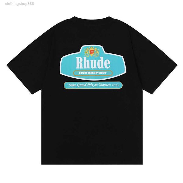 

men's rhude t shirt summer new niche trend double yarn pure cotton sleeved and lpze, White;black