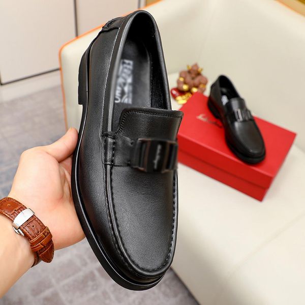 

designer men's fashion shoes high taste men's preferred leather shoes soft comfortable non-slip outsole loafers flat shoes, Black