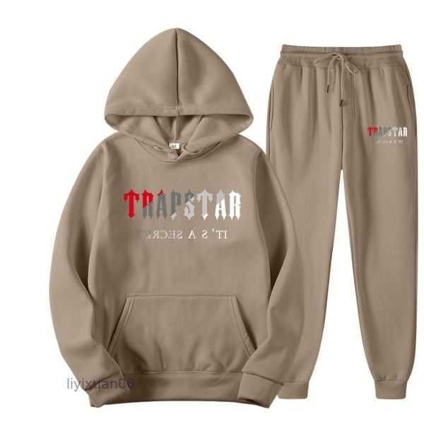 

tracksuit trapstar printed sportswear men's t shirts 16 colors warm two pieces set loose sweatshirt pants jogging 10 d9vn, Gray