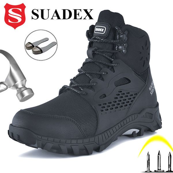 

safety shoes suadex s1 safety boots men work shoes anti-smashing steel toe work safety shoes male female boots anti-slippery eur size 37-48, Black;brown