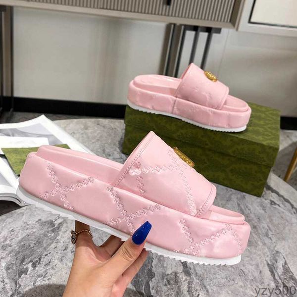 

2023 sandals womens fashion embroidered canvas designer slides slip on slippers girls 60mm genuine leather platform sandals with box b', Black