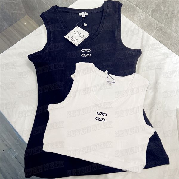 

womens tanks cropped knits t shirt designer embroidery knitted vest sport breathable yoga tees, White