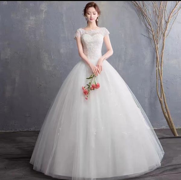 

2024 sleeves dress elegant super off shoulder handmade beading quality bridal with handmade beads all gown with lace luxury and long sleeves, White