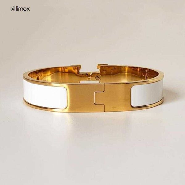 

charm enamel gold bangle bracelets buckle h titanium steel letter designer design for mens women party lovers gift jewelry luxury orange cll, Black
