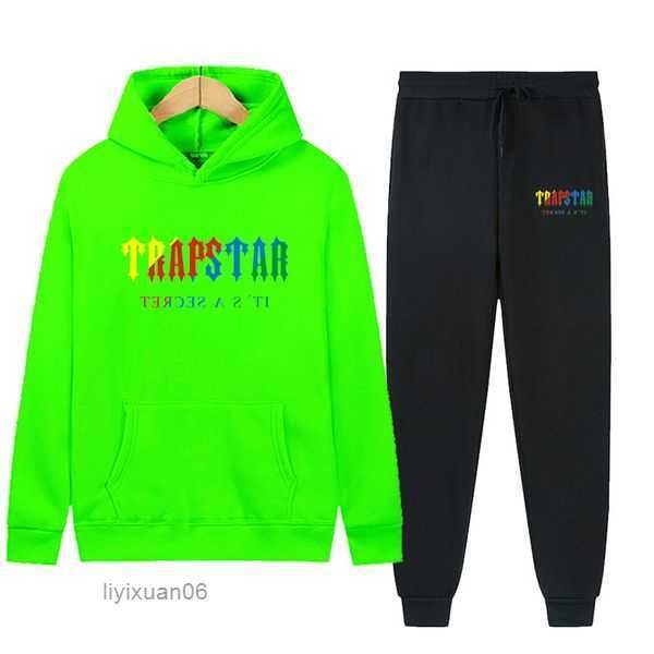 

tracksuit trapstar printed sportswear men's t shirts 16 colors warm two pieces set loose sweatshirt pants jogging 4 29cx, Gray