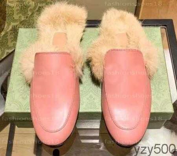 

2023 womens shoes flats flip flops fur slippers canvas wool slipper leather slippers-men scuffs velvet with horsebit for men''gg&#, Black