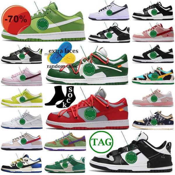 

sandals with box 2023 new panda dunks shoes off sb cool grey running shoes men women university red gold pine green white x candy malachite, Black