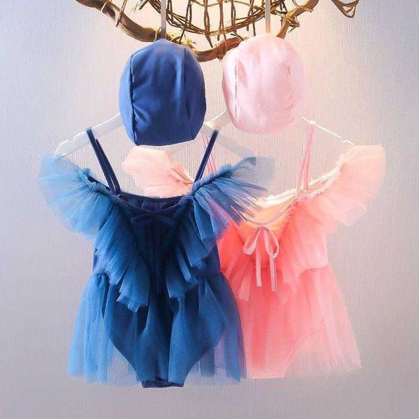 

childrens swimsuit one piece girls cute gauze skirt ins one piece 1 holiday spring 2 3, Black