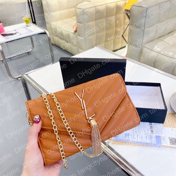 

luxury kate tassel shoulder bags designer woc messenger bag ladies cross body bags brand thread purse with gold metal chain shoulder strap l