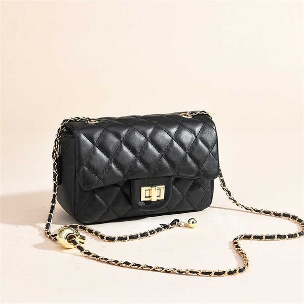 

70% off purses straight spring 2022 new fashion small fragrant soft leather square fat man ling grid chain crossbody bag