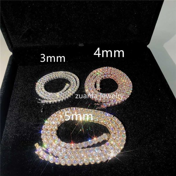 

luxury def vvs 5mm moissanite necklace 925 sterling silver women men jewelry tennis chain