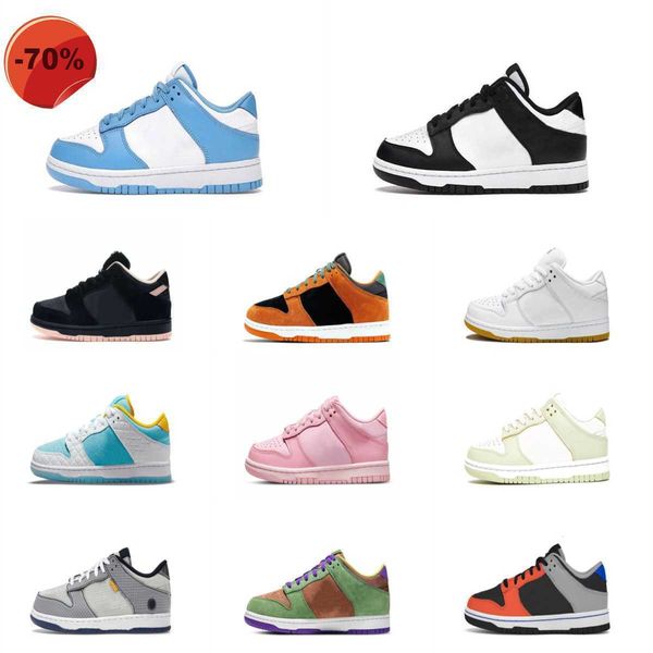 

sandals with box dunks kids casual shoes sb low dunksb girls boys sports baby designer chunky dunky bred brazil sean cliver royal blue court, Black