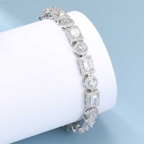 

new style men fine 7mm fancy shape vvs moissanite diamond silver 925 iced out baguette tennis link chain necklaces