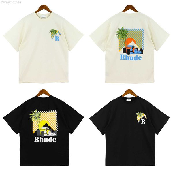 

men's t-shirts rhude t-shirt men women moonlight tropics loose rhude black white apricot short sleeve t-shirt couple casual round neck, White;black
