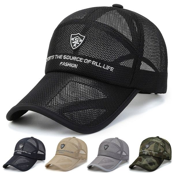 

ball caps trucker hat solid baseball cap men mesh breathable label stick sunhat summer outdoor sport golf 230504, Blue;gray
