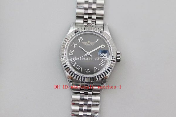 

10 style new tws factory ladies watch 279174 28mm dark grey dial roman dial sapphire eta nh05 automatic mechanical women's watches wris, Slivery;brown