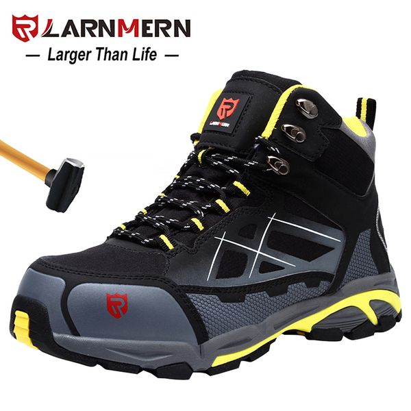 

safety shoes larnmern mens steel toe work safety shoes lightweight breathable anti-smashing anti-puncture anti-static protective boots 23050, Black;brown