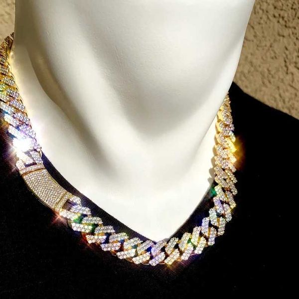 

custom hundreds designs miami cuban link chain gold diamond moissanite jewelry necklace for party, Silver